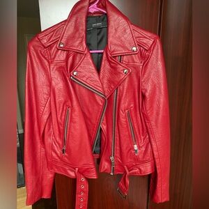 Zara Red Faux Leather Jacket
